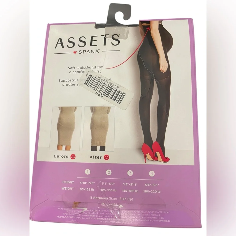 Spanx Assets Maternity Shaping Tights Size 2 Black Soft Waistband NEW
